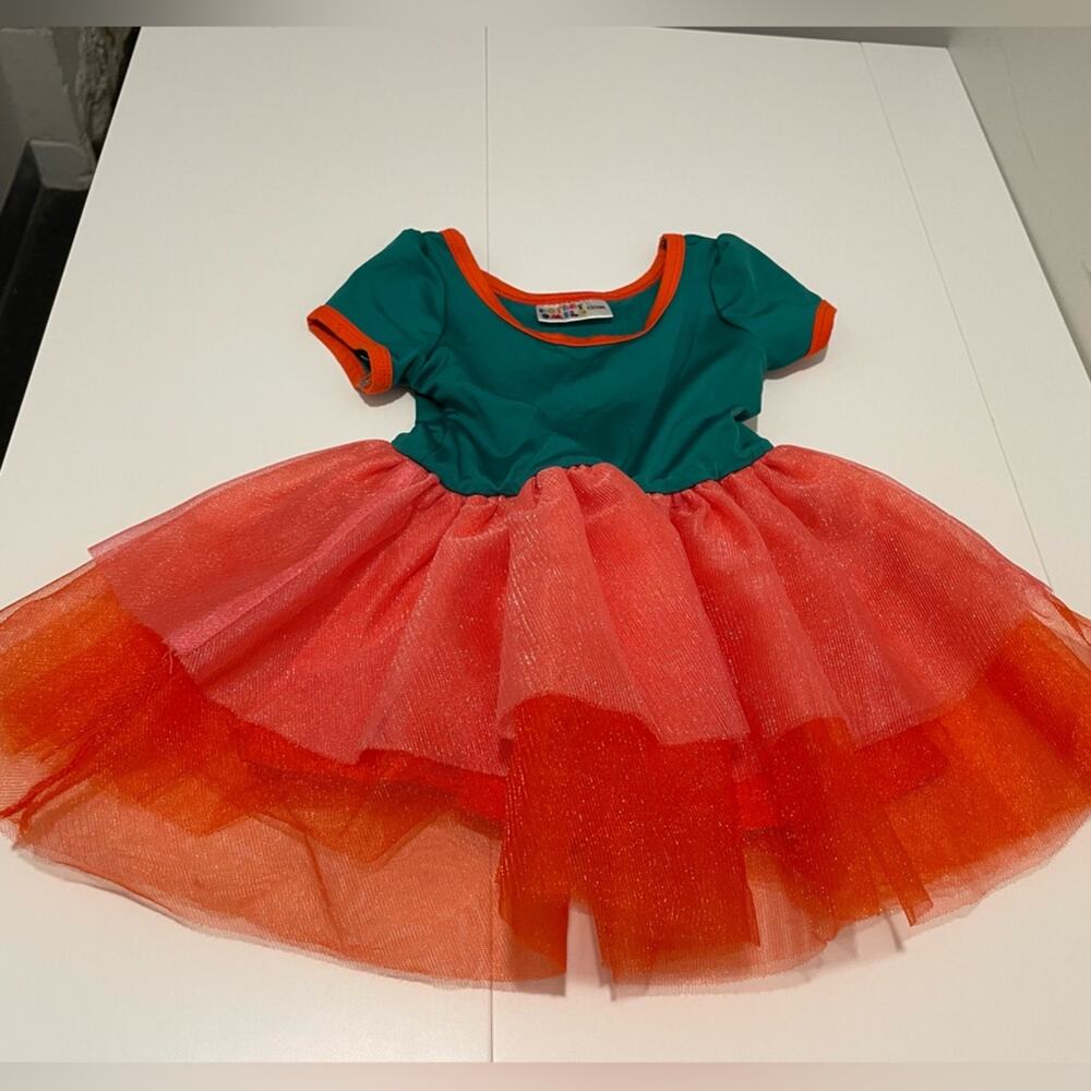Dot Dot Smile Christmas Tulle Dress Cap Sleeves Green Pink Red Size 12-24 Months